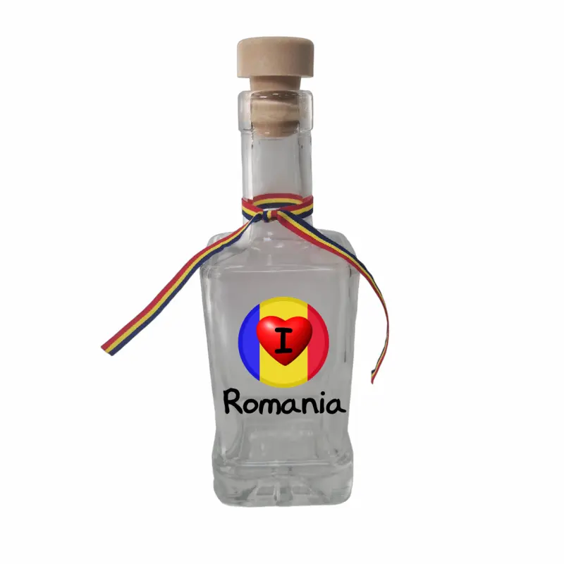 I love romania, sticla cu mesaj patrata, 250 ml, model divgs318 08